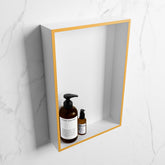 MONDIAZ EASY Niche 44.5x29.5cm in solid surface color Ocher | Talc. 1 compartment suitable for recessed or surface mounting