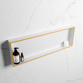 MONDIAZ EASY Niche 89.5x29.5cm in solid surface colour Ocher | Talc. 1 compartment suitable for recessed or surface mounting