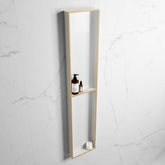 MONDIAZ EASY Niche 89.5x29.5cm in solid surface colour Ochre | Talc. 2 compartments suitable for flush or surface mounting