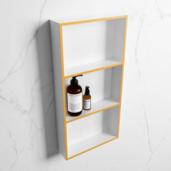 MONDIAZ EASY Nis 59,5x29,5cm in solid surface kleur Ocher | Talc. 3 vakken geschikt voor in- of opbouw