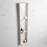 MONDIAZ EASY Nis 149,5x29,5cm in solid surface kleur Ocher | Talc. 3 vakken geschikt voor in- of opbouw