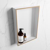 MONDIAZ EASY Niche 44.5x29.5cm in solid surface colour Oro | Talc. 1 compartment suitable for recessed or surface mounting