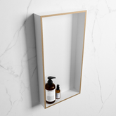 MONDIAZ EASY Niche 59.5x29.5cm in solid surface color Oro | Talc. 1 compartment suitable for recessed or surface mounting