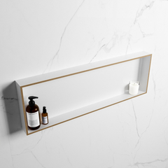 MONDIAZ EASY Nis 89,5x29,5cm in solid surface kleur Oro | Talc. 1 vak geschikt voor in- of opbouw