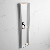 MONDIAZ EASY Niche 89.5x29.5cm in solid surface colour Oro | Talc. 2 compartments suitable for recessed or surface mounting