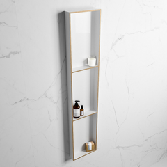 MONDIAZ EASY Nis 149,5x29,5cm in solid surface kleur Oro | Talc. 3 vakken geschikt voor in- of opbouw