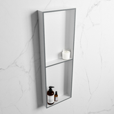 MONDIAZ EASY Nis 149,5x29,5cm in solid surface kleur Plata | Talc. 2 vakken geschikt voor in- of opbouw