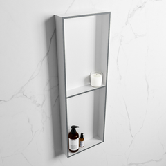 MONDIAZ EASY Nis 149,5x29,5cm in solid surface kleur Plata | Talc. 2 vakken geschikt voor in- of opbouw