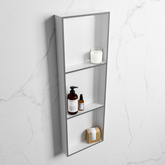 MONDIAZ EASY Niche 89.5x29.5cm in solid surface color Plata | Talc. 3 compartments suitable for recessing or surface mounting