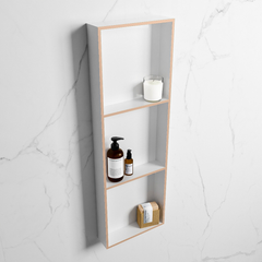 MONDIAZ EASY Nis 89,5x29,5cm in solid surface kleur Rosee | Talc. 3 vakken geschikt voor in- of opbouw