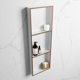 MONDIAZ EASY Niche 89.5x29.5cm in solid surface colour Rust | Talc. 3 compartments suitable for recessing or surface mounting