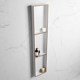 MONDIAZ EASY Niche 149.5x29.5cm in solid surface colour Rust | Talc. 3 compartments suitable for recess or surface mounting