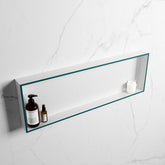 MONDIAZ EASY Niche 89.5x29.5cm in solid surface colour Smag | Talc. 1 compartment suitable for recessed or surface mounting