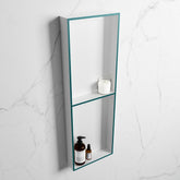 MONDIAZ EASY Niche 149.5x29.5cm in solid surface colour Smag | Talc. 2 compartments suitable for flush or surface mounting