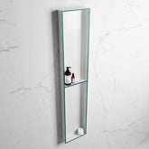 MONDIAZ EASY Niche 89.5x29.5cm in solid surface colour Smag | Talc. 2 compartments suitable for flush or surface mounting