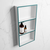 MONDIAZ EASY Niche 59.5x29.5cm in solid surface colour Smag | Talc. 3 compartments suitable for recessing or surface mounting