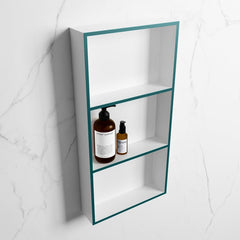 MONDIAZ EASY Nis 59,5x29,5cm in solid surface kleur Smag | Talc. 3 vakken geschikt voor in- of opbouw