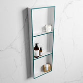 MONDIAZ EASY Niche 89.5x29.5cm in solid surface colour Smag | Talc. 3 compartments suitable for recessing or surface mounting