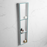 MONDIAZ EASY Niche 149.5x29.5cm in solid surface colour Smag | Talc. 3 compartments suitable for flush or surface mounting