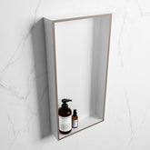 MONDIAZ EASY Niche 59.5x29.5cm in solid surface colour Smoke | Talc. 1 compartment suitable for recessed or surface mounting