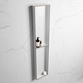 MONDIAZ EASY Niche 89.5x29.5cm in solid surface colour Smoke | Talc. 2 compartments suitable for flush or surface mounting