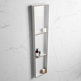 MONDIAZ EASY Niche 149.5x29.5cm in solid surface colour Smoke | Talc. 3 compartments suitable for recessing or surface mounting