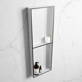 MONDIAZ EASY Niche 149.5x29.5cm in solid surface colour Urban | Talc. 2 compartments suitable for flush or surface mounting