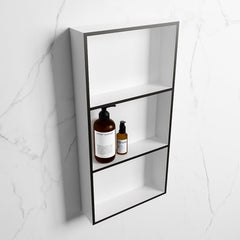 MONDIAZ EASY Nis 59,5x29,5cm in solid surface kleur Urban | Talc. 3 vakken geschikt voor in- of opbouw
