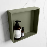 MONDIAZ EASY Niche 29.5x29.5cm in solid surface colour Army | Army. 1 compartment suitable for recessed or surface mounting