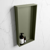 MONDIAZ EASY Niche 59.5x29.5cm in solid surface colour Army | Army. 1 compartment suitable for recessed or surface mounting