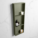 MONDIAZ EASY Niche 89.5x29.5cm in solid surface colour Army | Army. 3 compartments suitable for recessing or surface mounting