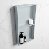 MONDIAZ EASY Niche 59.5x29.5cm in solid surface colour Clay | Clay. 2 compartments suitable for recessed or surface mounting
