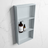 MONDIAZ EASY Niche 59.5x29.5cm in solid surface colour Clay | Clay. 3 compartments suitable for recessing or surface mounting