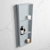 MONDIAZ EASY Niche 89.5x29.5cm in solid surface colour Clay | Clay. 3 compartments suitable for recess or surface mounting