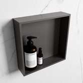 MONDIAZ EASY Niche 29.5x29.5cm in solid surface DarkGrey | DarkGrey. 1 compartment suitable for recessed or surface mounting