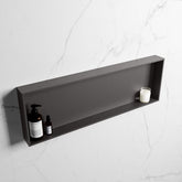 MONDIAZ EASY Niche 89.5x29.5cm in solid surface DarkGrey | DarkGrey. 1 compartment suitable for recessed or surface mounting