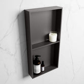 MONDIAZ EASY Niche 59.5x29.5cm in solid surface colour DarkGrey | DarkGrey. 2 compartments suitable for flush or surface mounting