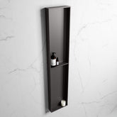 MONDIAZ EASY Niche 89.5x29.5cm in solid surface colour DarkGrey | DarkGrey. 2 compartments suitable for recessed or surface mounting