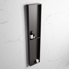MONDIAZ EASY Nis 89,5x29,5cm in solid surface kleur DarkGrey | DarkGrey. 2 vakken geschikt voor in- of opbouw