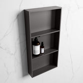 MONDIAZ EASY Niche 59.5x29.5cm in solid surface colour DarkGrey | DarkGrey. 3 compartments suitable for recessing or surface mounting