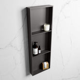 MONDIAZ EASY Niche 89.5x29.5cm in solid surface DarkGrey | DarkGrey. 3 compartments, suitable for flush or surface mounting