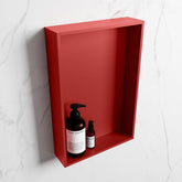 MONDIAZ EASY Niche 44.5x29.5cm in solid surface colour Fire | Fire. 1 compartment suitable for recessed or surface mounting
