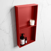 MONDIAZ EASY Niche 59.5x29.5cm in solid surface colour Fire | Fire. 2 compartments suitable for recessed or surface mounting