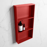 MONDIAZ EASY Niche 59.5x29.5cm in solid surface colour Fire | Fire. 3 compartments suitable for recess or surface mounting