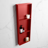 MONDIAZ EASY Niche 89.5x29.5cm in solid surface Fire color | Fire. 3 compartments suitable for recessing or surface mounting