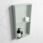 MONDIAZ EASY Niche 59.5x29.5cm in solid surface colour Grey | Grey. 2 compartments suitable for recessed or surface mounting