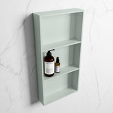 MONDIAZ EASY Niche 59.5x29.5cm in solid surface colour Grey | Grey. 3 compartments suitable for recessing or surface mounting