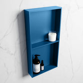 MONDIAZ EASY Niche 59.5x29.5cm in solid surface colour Jeans | Jeans. 2 compartments suitable for recessed or surface mounting