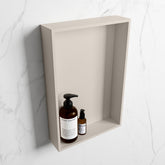 MONDIAZ EASY Niche 44.5x29.5cm in solid surface colour Linen | Linen. 1 compartment suitable for recessed or surface mounting