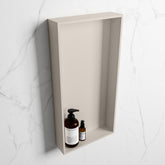 MONDIAZ EASY Niche 59.5x29.5cm in solid surface colour Linen | Linen. 1 compartment suitable for recessed or surface mounting